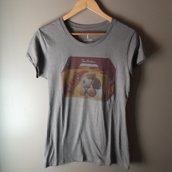 🌞 Elevate Tim Horton's Women's Timbits T-shirt Grey New! Small & X-Small - Picture 1 of 14